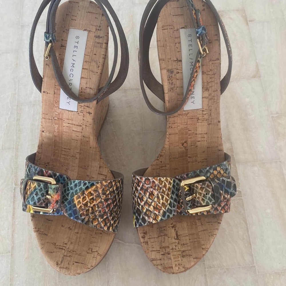 Stella Mc Cartney bexley green wedge sandals, size 39